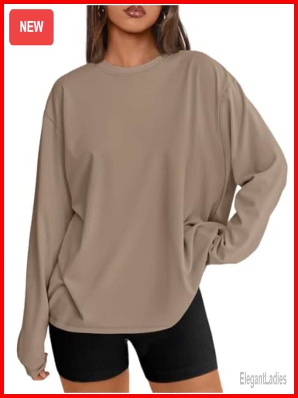 Oversized Long Sleeve Crew Neck T-Shirt Casual Fall Tee